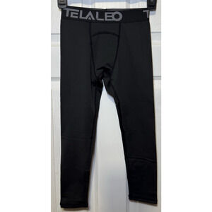 Telaleo Boys Youth Compression Leggings Pants Base Layer Black Large-XS